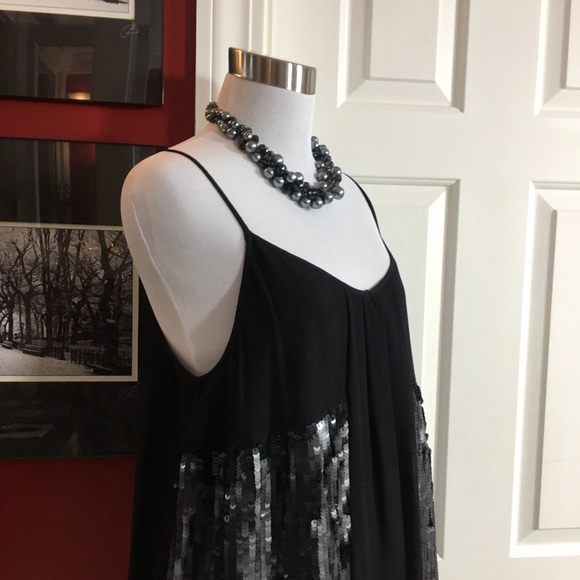 Joie Tops - DONATED! JOIE Sequin Top M Black Spaghetti Strap EUC!